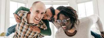 photo of a family smiling